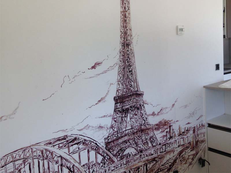pose d'un papier-peint décoratif dans une maison à Bourgoin-Jallieu (38)